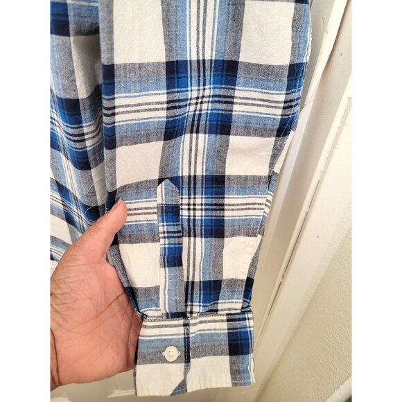 Wrangler Plus Size Men's Blue & White Plaid Button-Up Long Sleeve Shirt Size 2XL - Picture 6 of 13